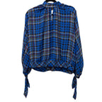 NY&C Blue Tartan Plaid Long Sleeve Blouse