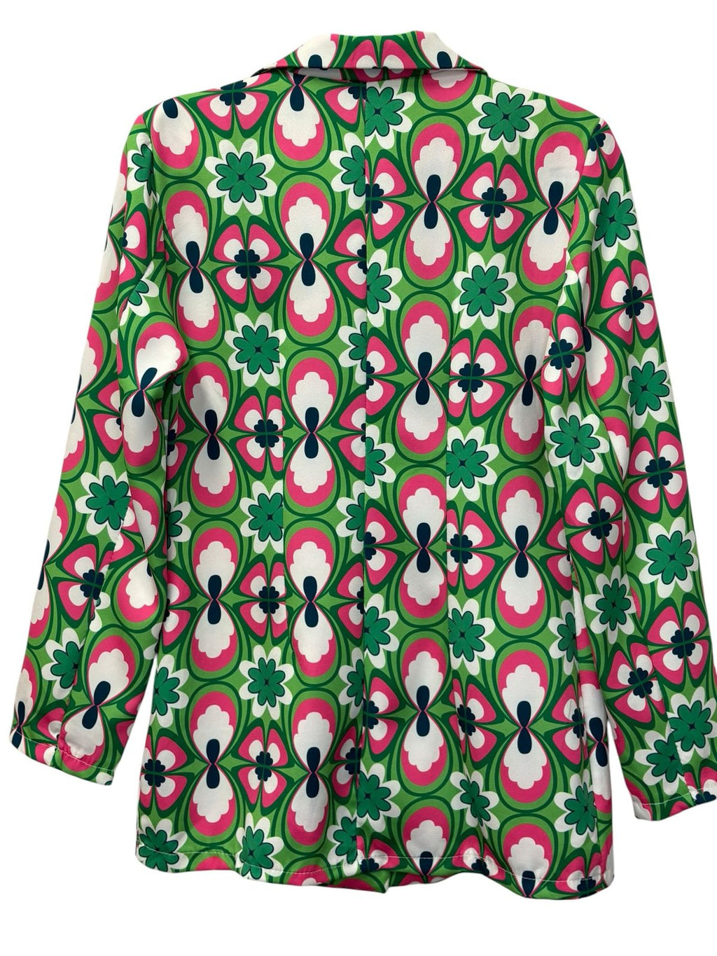 Closet Boutique Retro Floral Print Single-Button Blazer Green