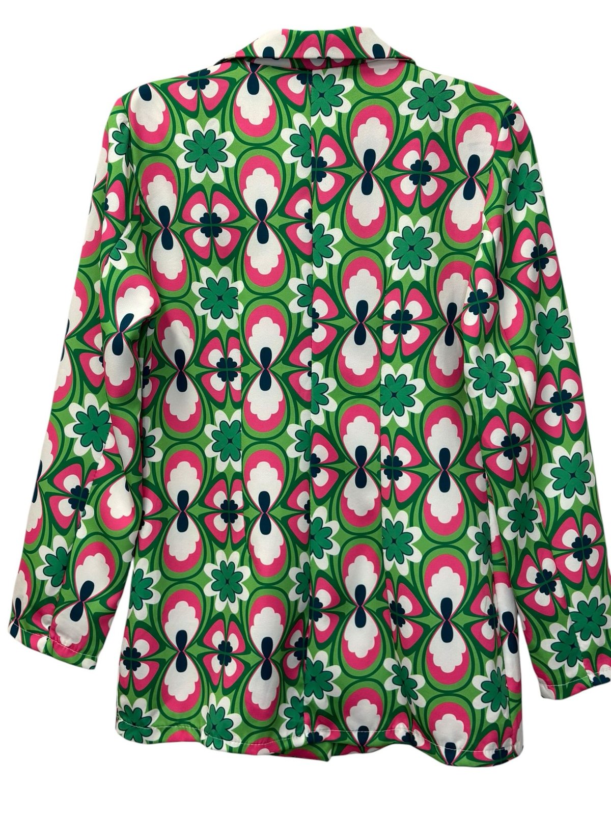 Closet Boutique Retro Floral Print Single-Button Blazer Green