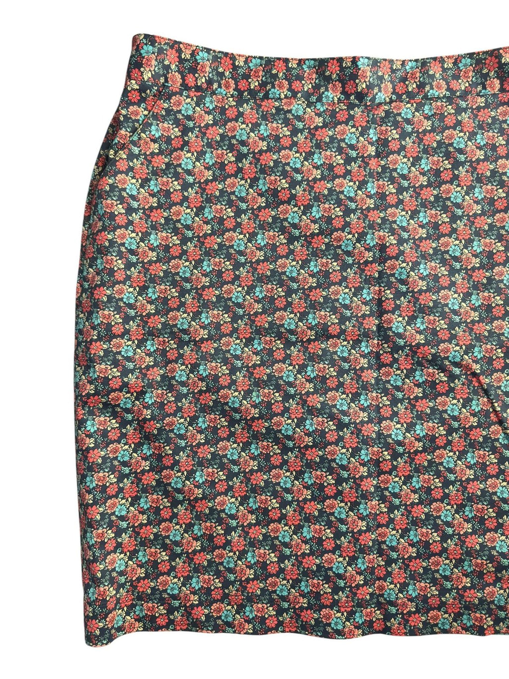 Ditsy Floral Pencil Skirt Navy Coral Teal Print Brooks Brothers