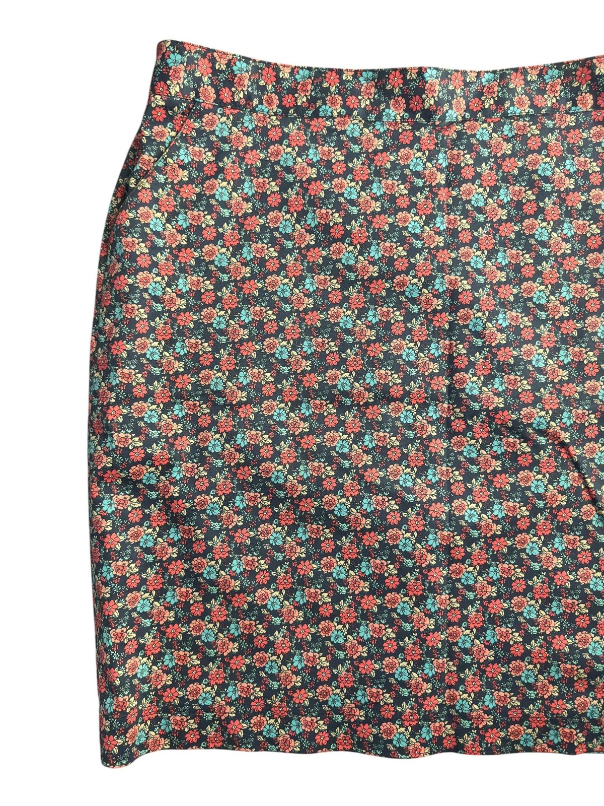 Ditsy Floral Pencil Skirt Navy Coral Teal Print Brooks Brothers