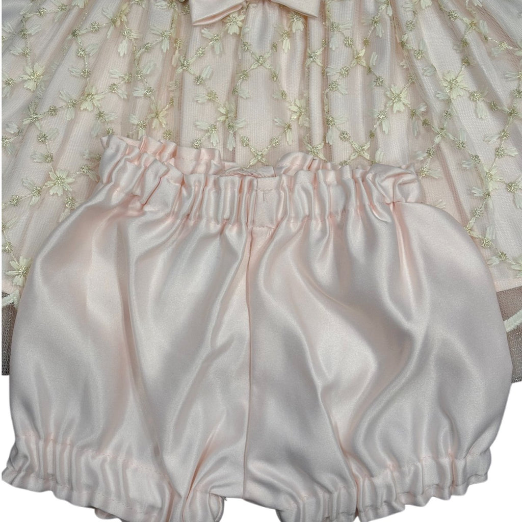 Couture Princess Embroidered Tulle Baby Dress Blush Pink