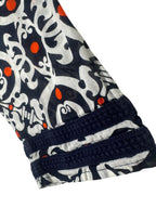 Talbots Medallion Print Long Sleeve Tunic Top Navy