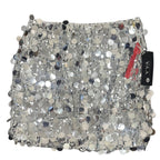 YYA Large Paillette Sequin Mini Skirt Silver