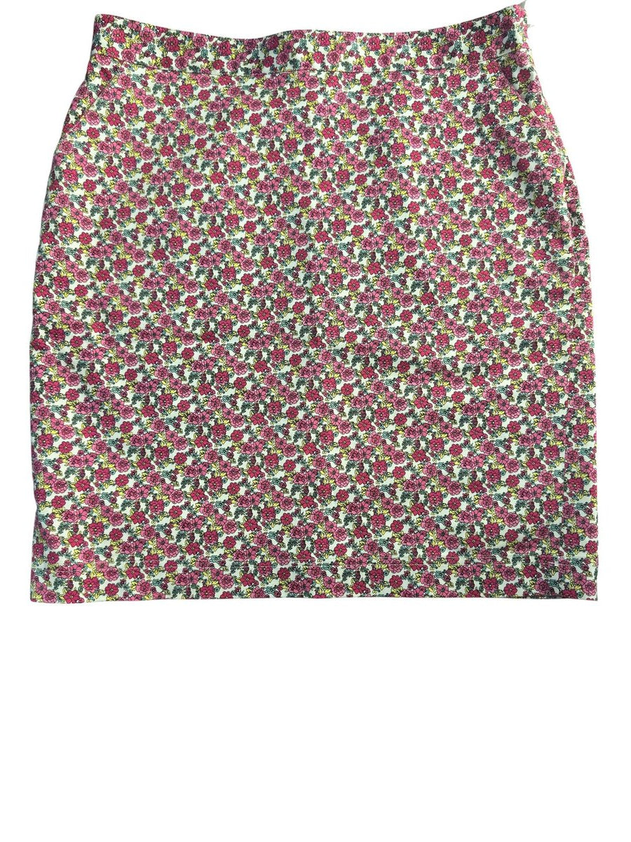 Brooks Brothers Ditsy Floral Linen Blend Pencil Skirt Cream