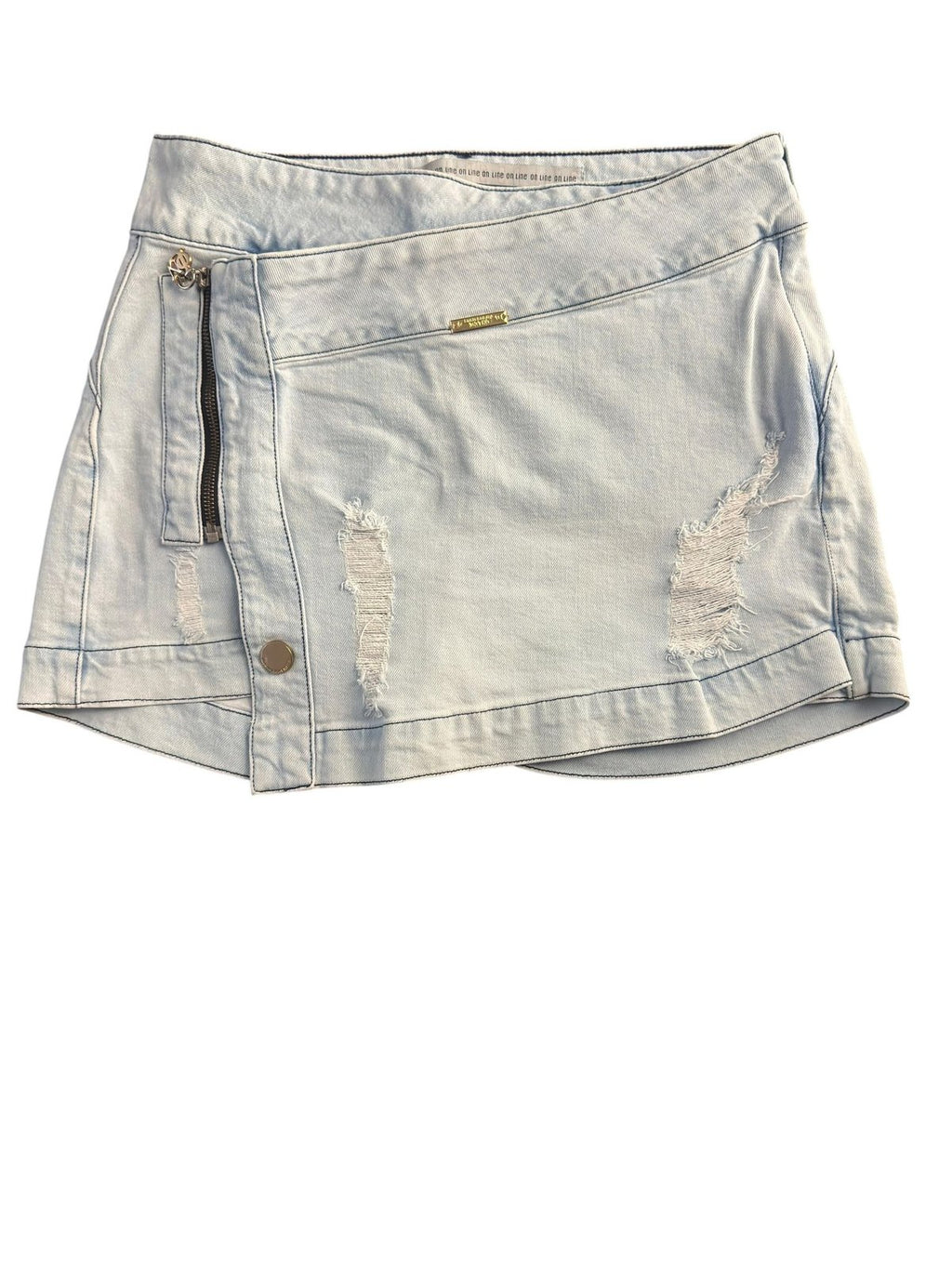 On Line Jeans Light Wash Distressed Denim Mini Skirt