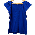 Loft Flutter Sleeve V-Neck Top Royal Blue