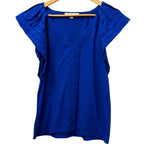 Loft Flutter Sleeve V-Neck Top Royal Blue