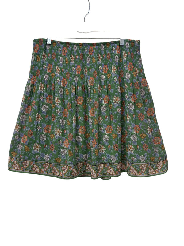 Max Studio Green Floral Print Mini Skirt XL