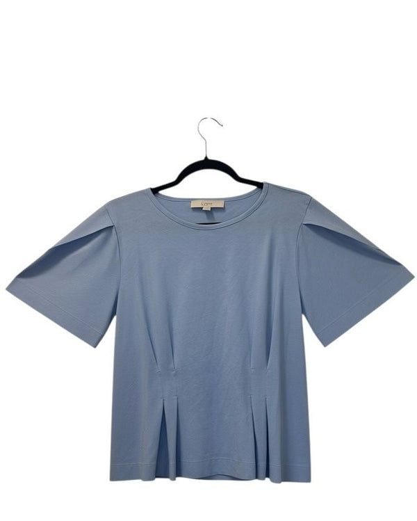 LOFT Flutter Sleeve Peplum Top Light Blue
