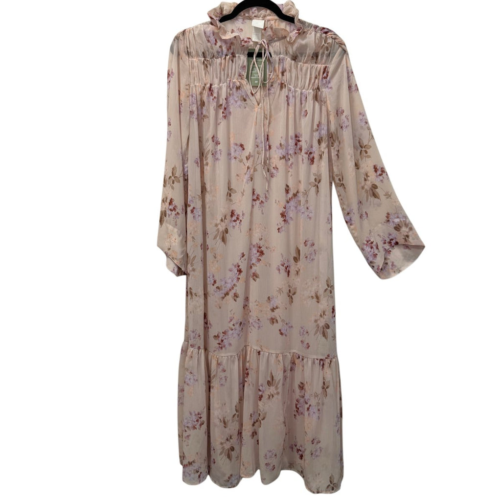 H&M Floral Chiffon Tiered Midi Dress XS