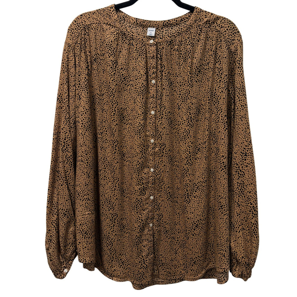 Old Navy Animal Print Long Sleeve Button-Front Blouse XL