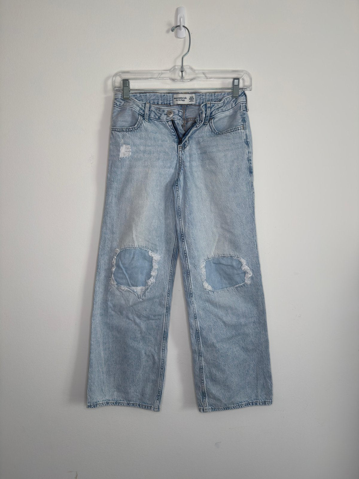 Abercrombie Kids Low Rise Baggy Distressed Jeans Light Blue