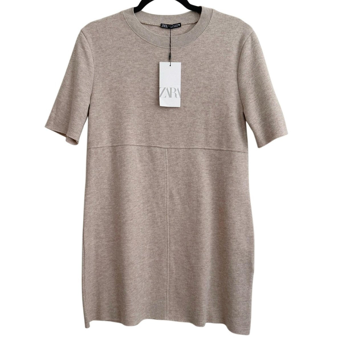 Zara Knit T-Shirt Mini Dress Beige