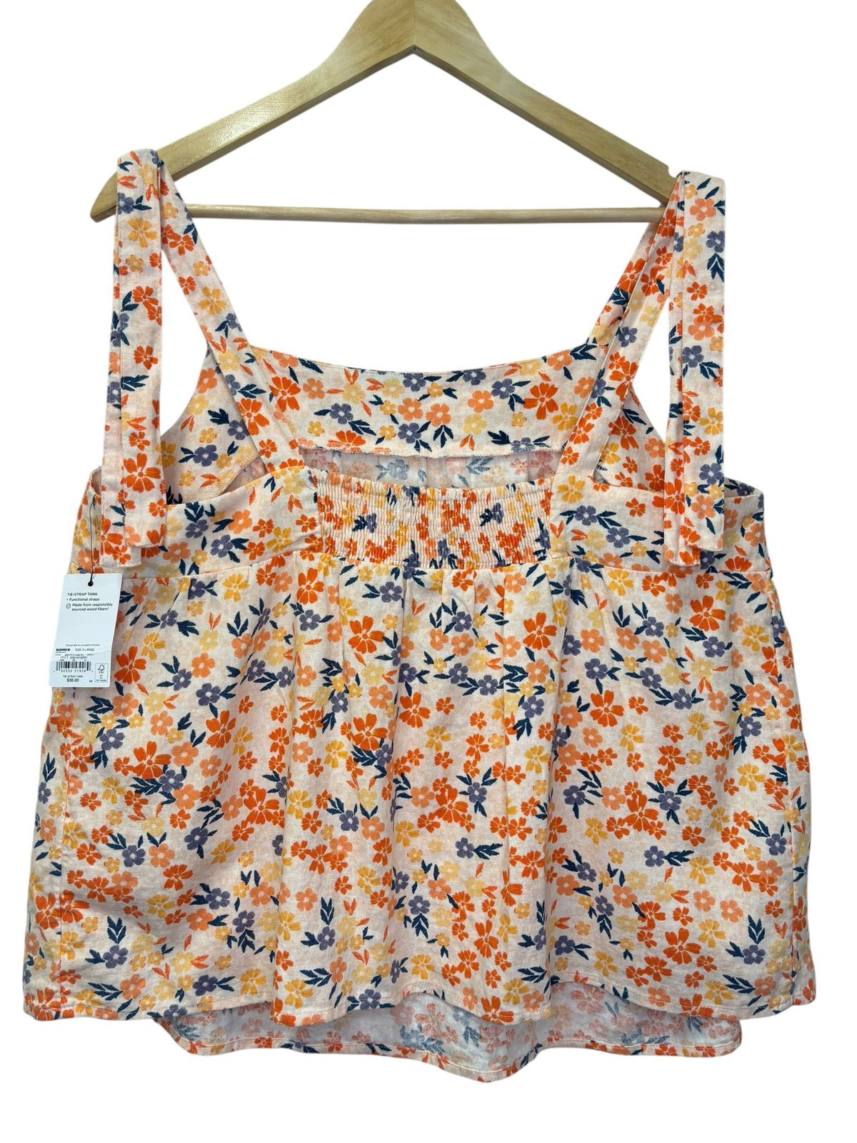 Sonoma Floral Tie-Strap Tank Top Peach Multi
