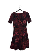 Signature Collection Floral Print Fit & Flare Dress Burgundy S