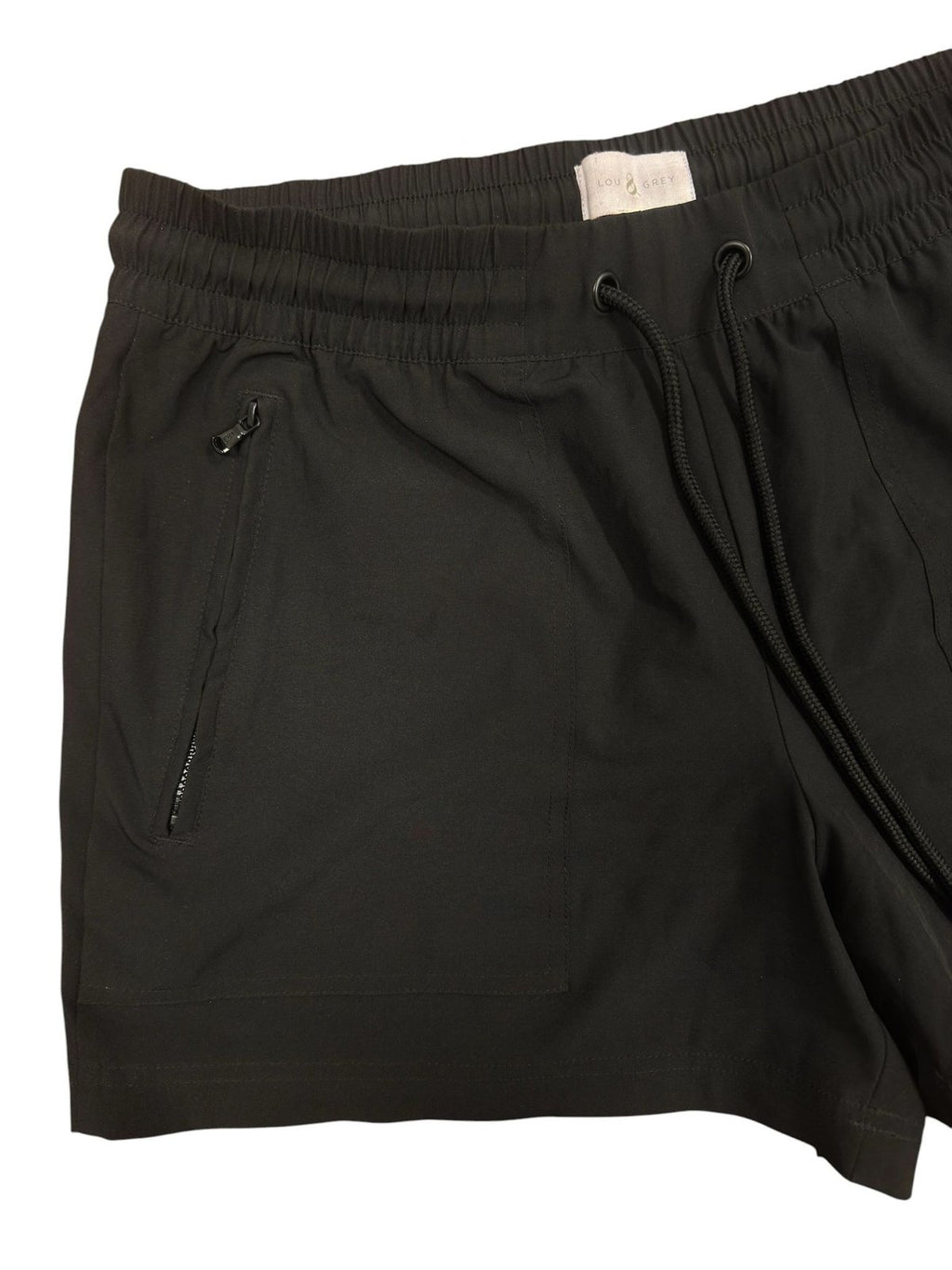 Lou & Grey Athletic Drawstring Shorts with Zip Pockets Black