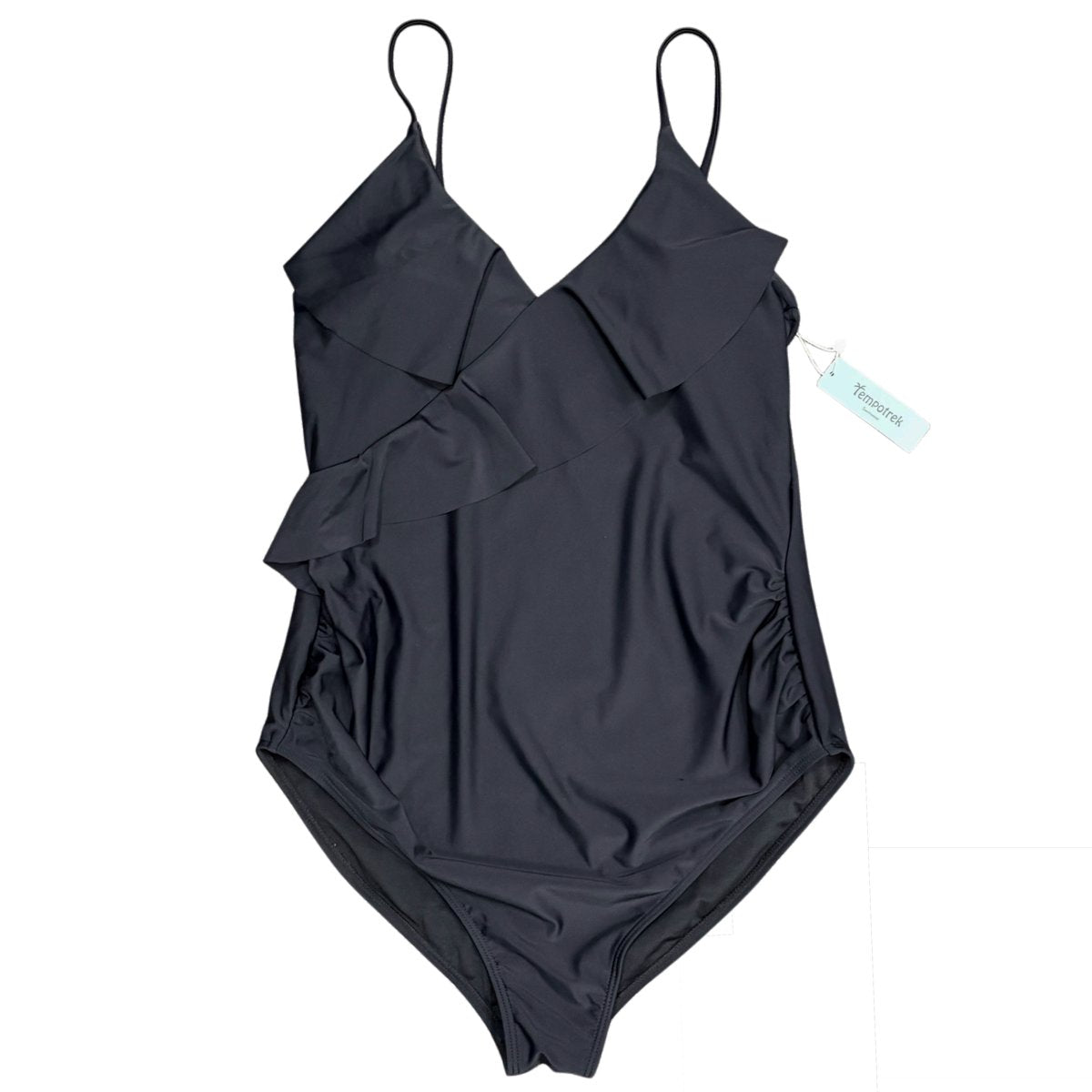 Tempotrek Black Ruffle V-Neck One-Piece Swimsuit M
