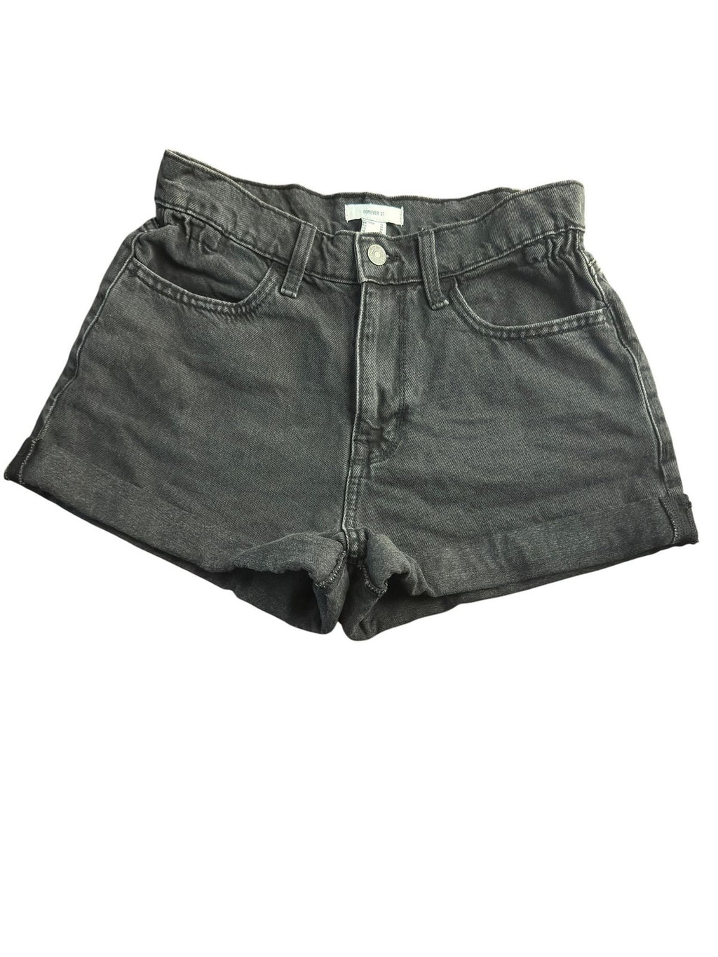 Forever 21 High-Rise Cuffed Black Denim Shorts