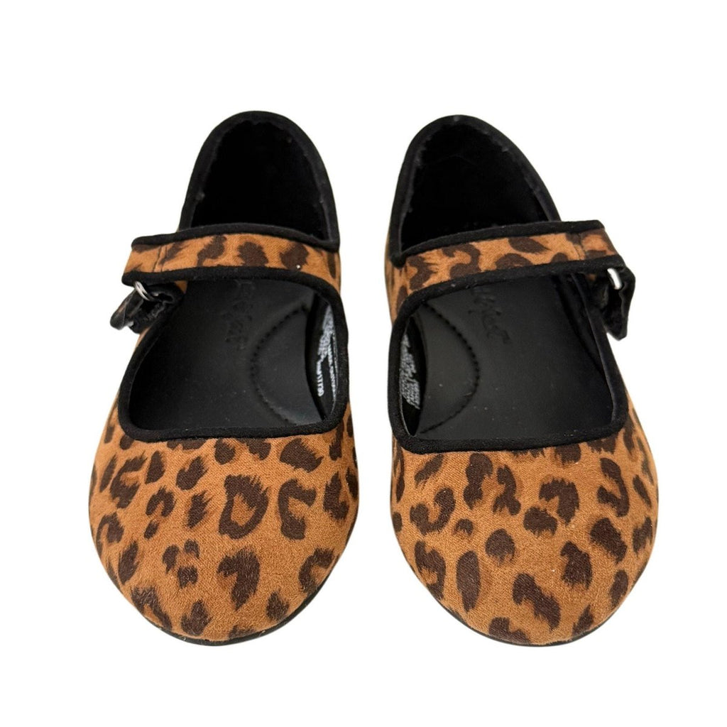 Leopard Print Mary Jane Ballet Flats Brown Black Size 8