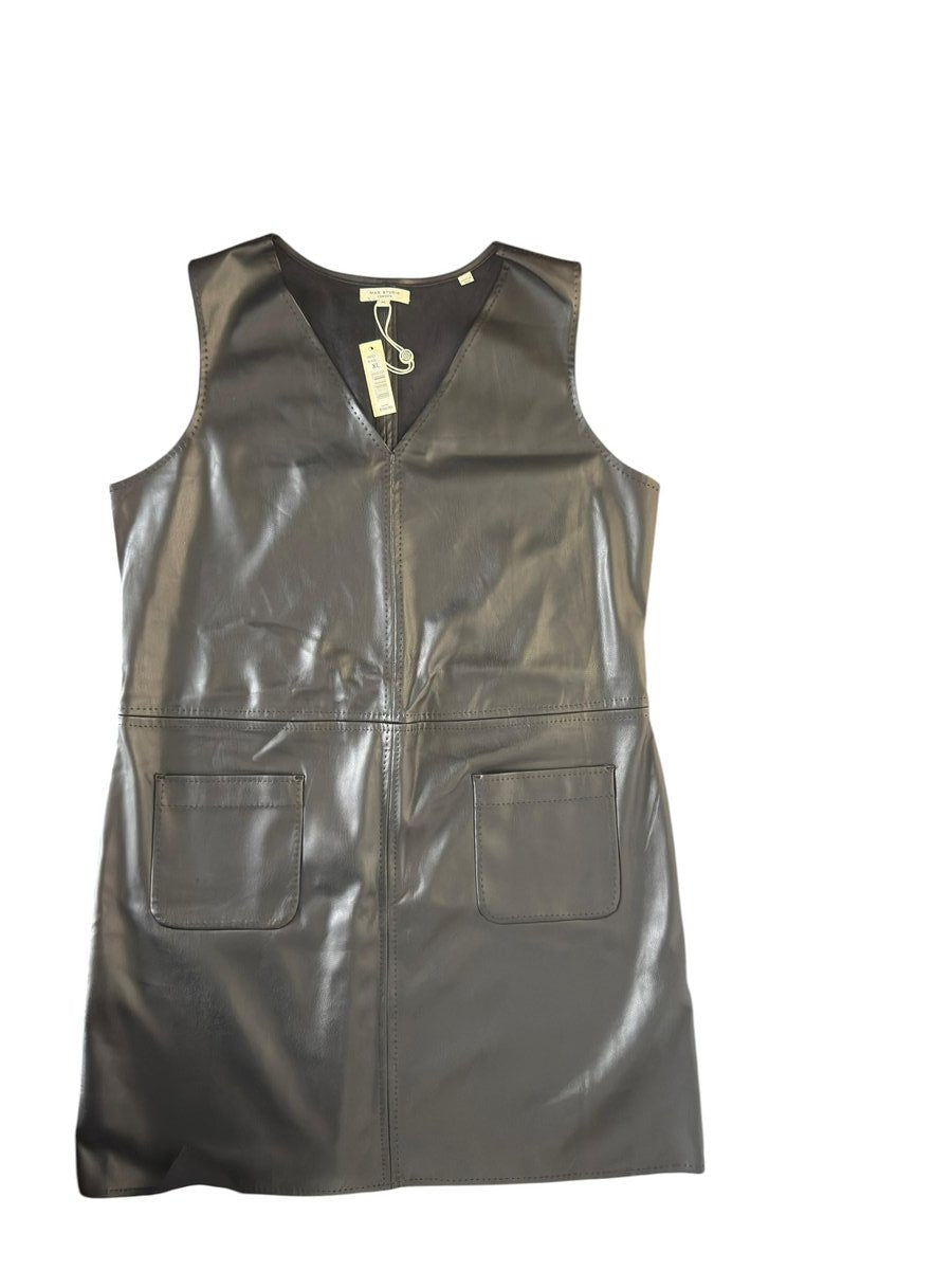 Black Faux Leather Sleeveless Mini Dress