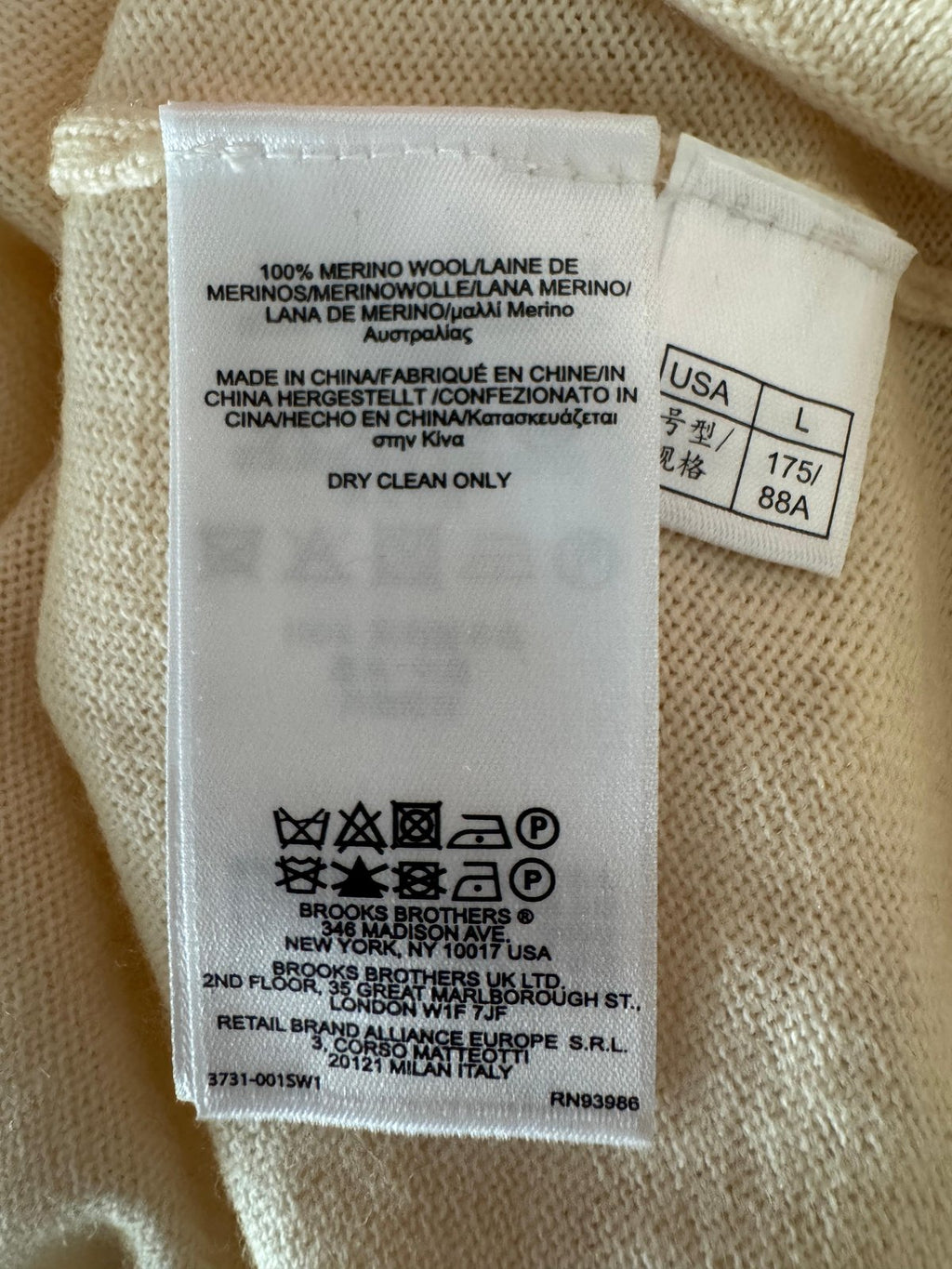 Brooks Brothers Merino Wool Short Sleeve Knit Top Cream