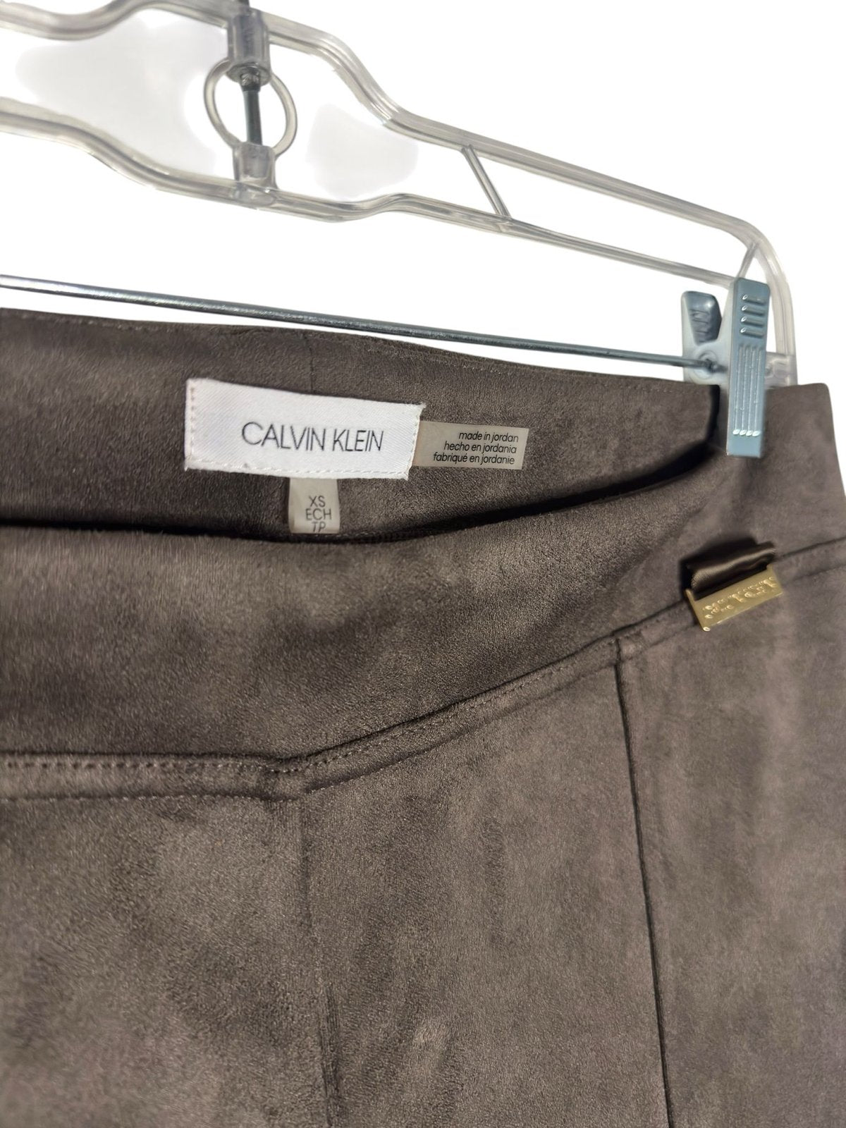Calvin Klein Faux Suede Slim Leggings Dark Brown XS