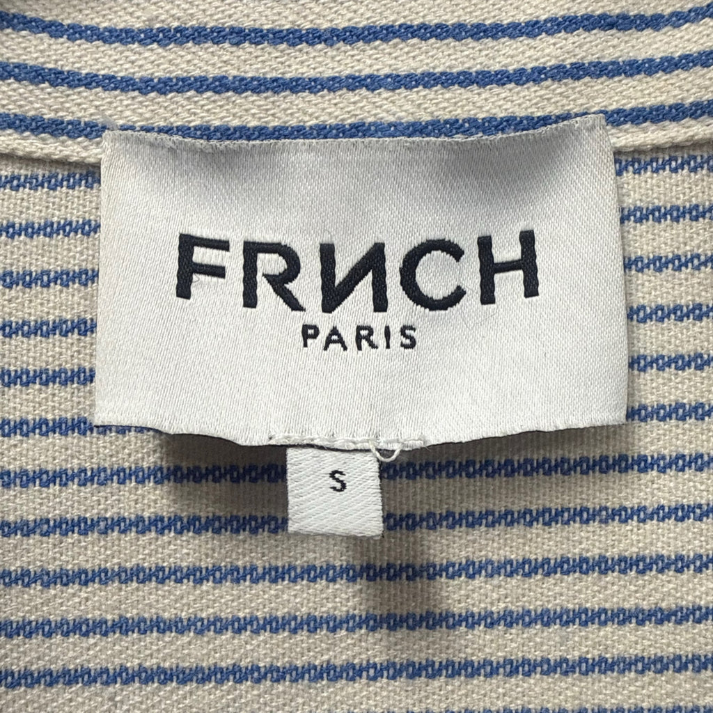 French Paris Striped Wide Leg Jumpsuit Belted Blue White Size S