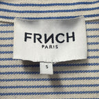 French Paris Striped Wide Leg Jumpsuit Belted Blue White Size S