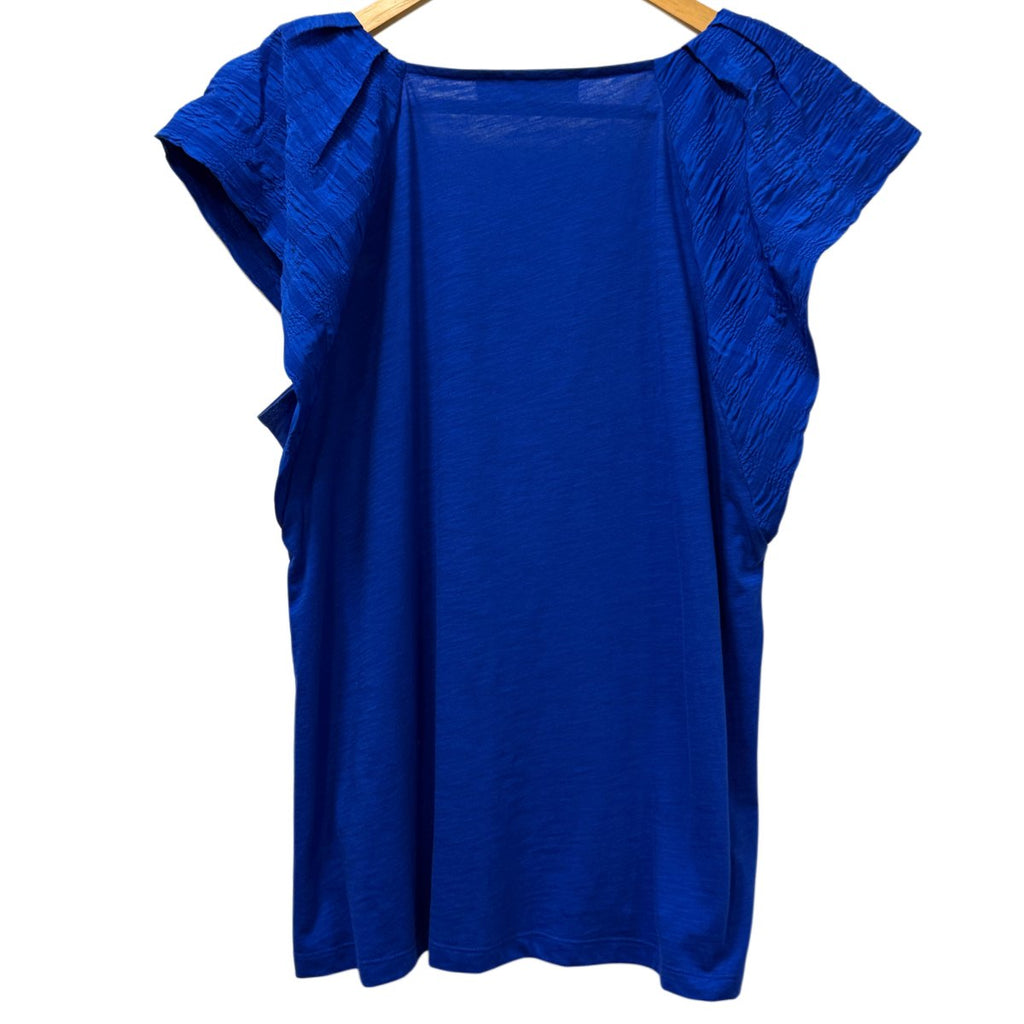 Loft Flutter Sleeve V-Neck Top Royal Blue
