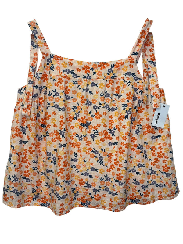 Sonoma Floral Tie-Strap Tank Top Peach Multi