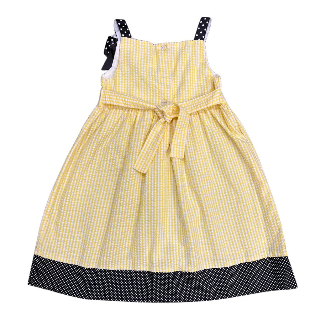 Emily Rose Yellow Gingham Bee Embroidered Girls Dress Size 6