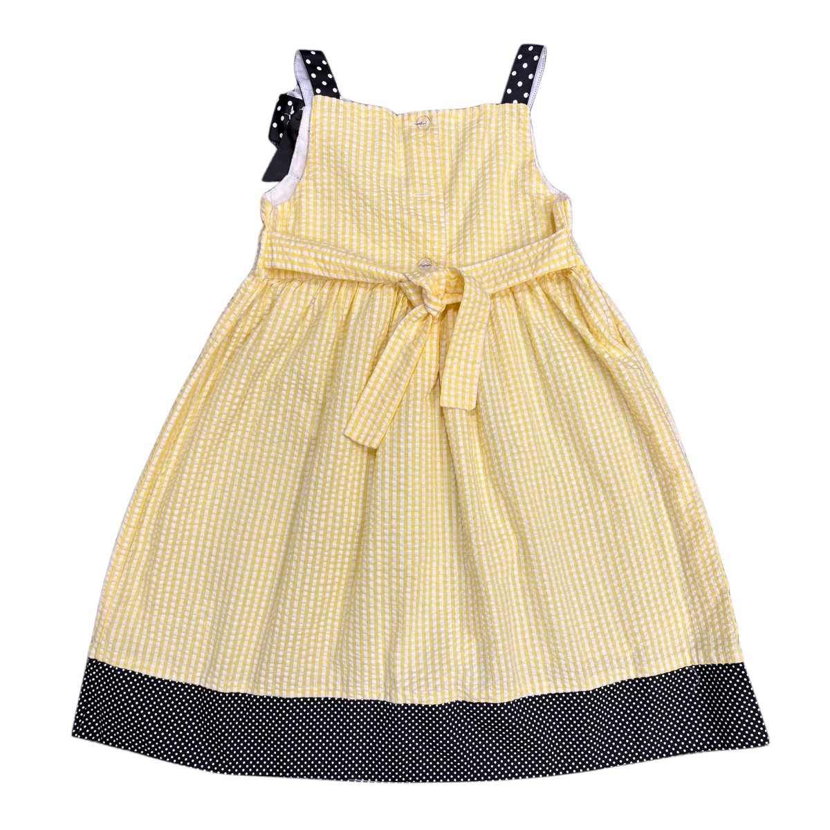 Emily Rose Yellow Gingham Bee Embroidered Girls Dress Size 6