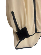 Bar III Sheer Colorblock Chiffon Blouse Beige Black XS