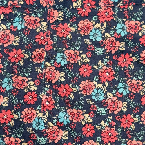 346 Brooks Brothers Floral Print Cotton Pencil Skirt Navy