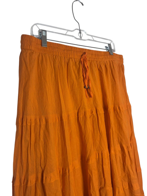Ashley Stewart Orange Tiered Maxi Skirt Plus Size 14/16