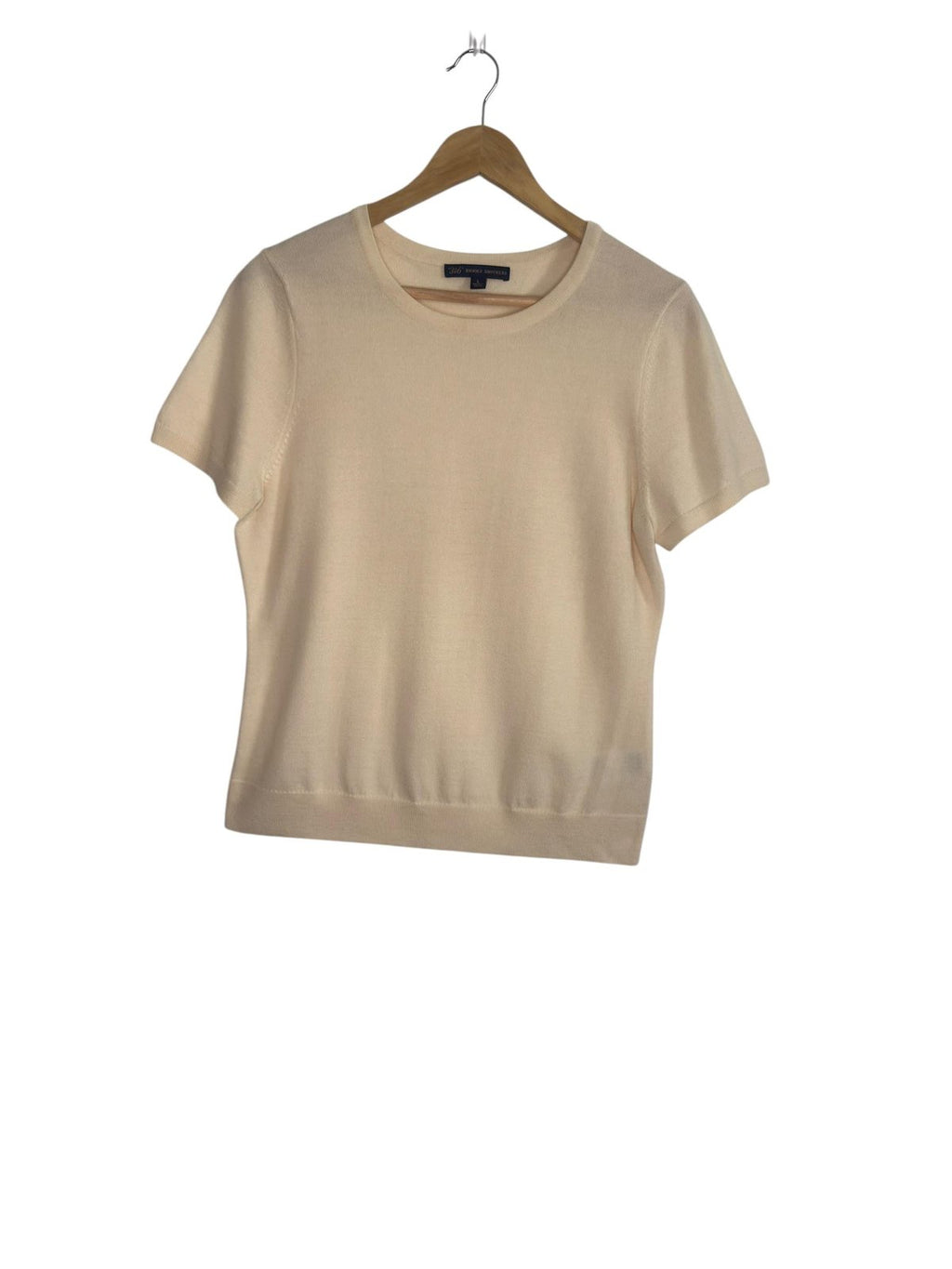 Brooks Brothers Merino Wool Short Sleeve Knit Top Cream