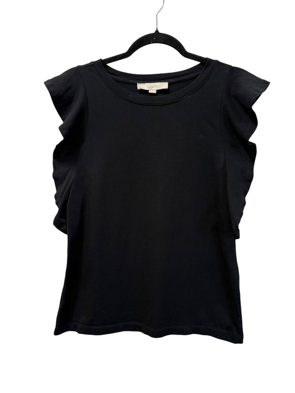 LOFT Ruffle Sleeve Black Top Size S