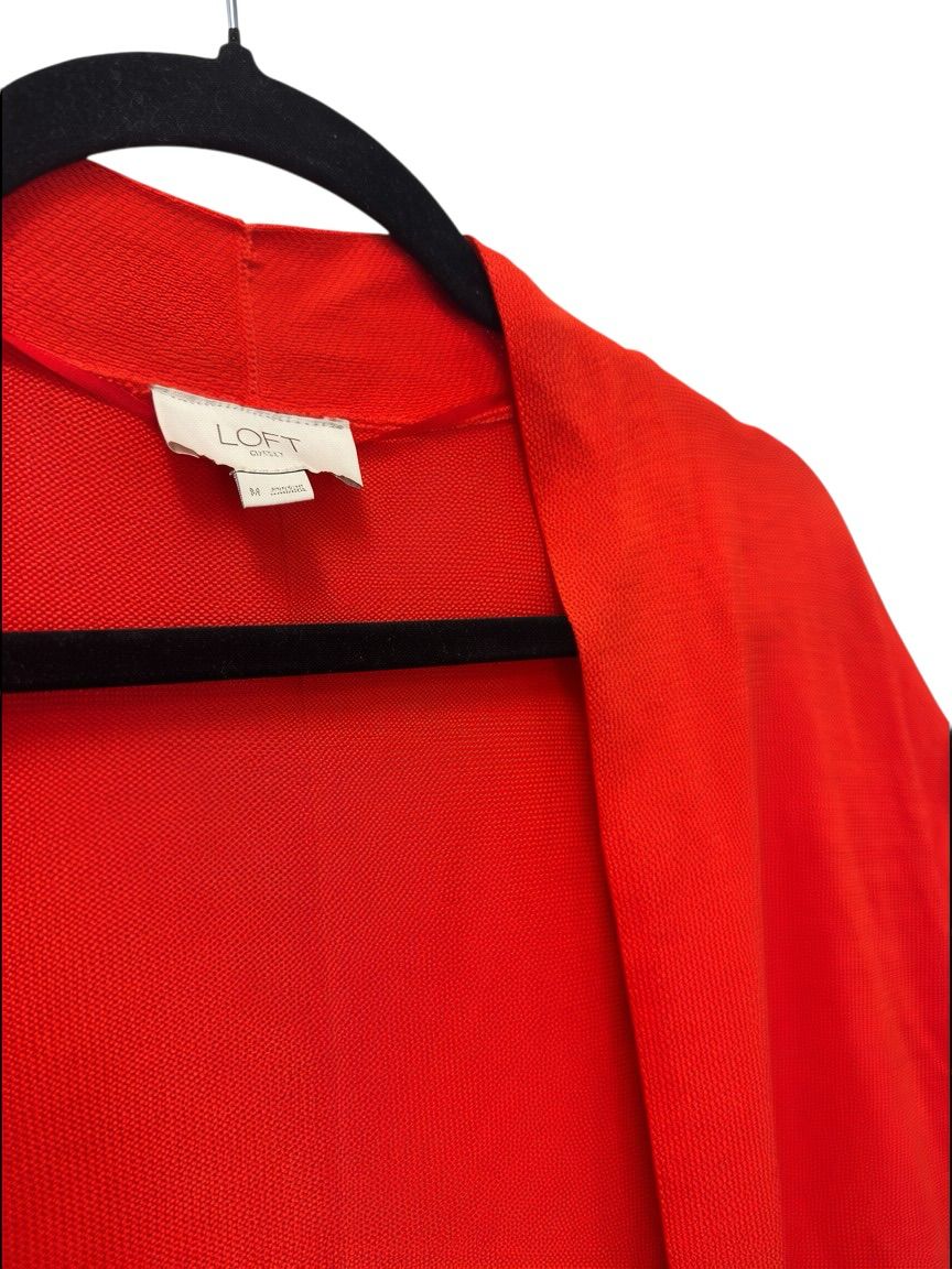 LOFT Open Front Cardigan Sweater Red Medium