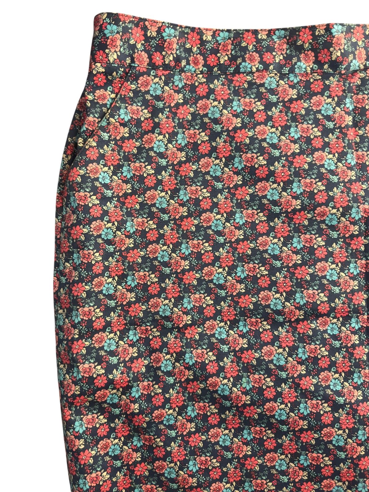 Ditsy Floral Pencil Skirt Navy Coral Teal Print Brooks Brothers