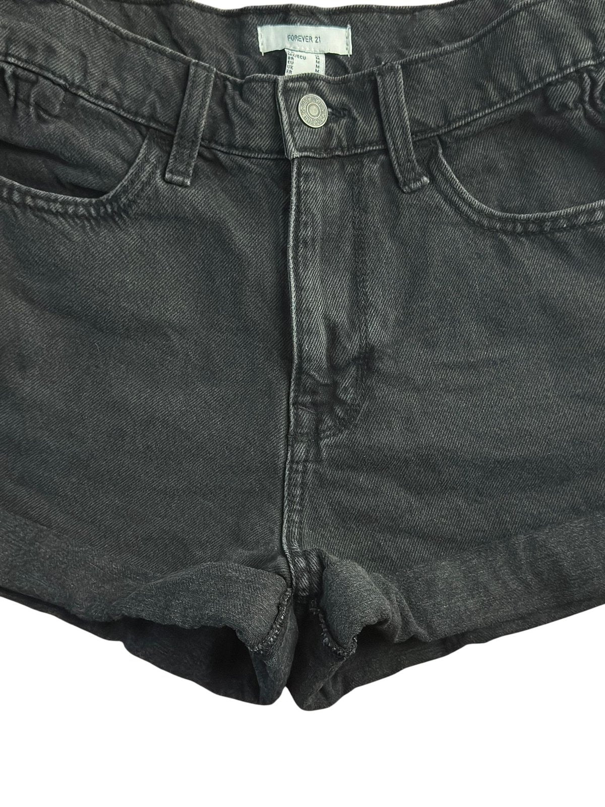Forever 21 High-Rise Cuffed Black Denim Shorts