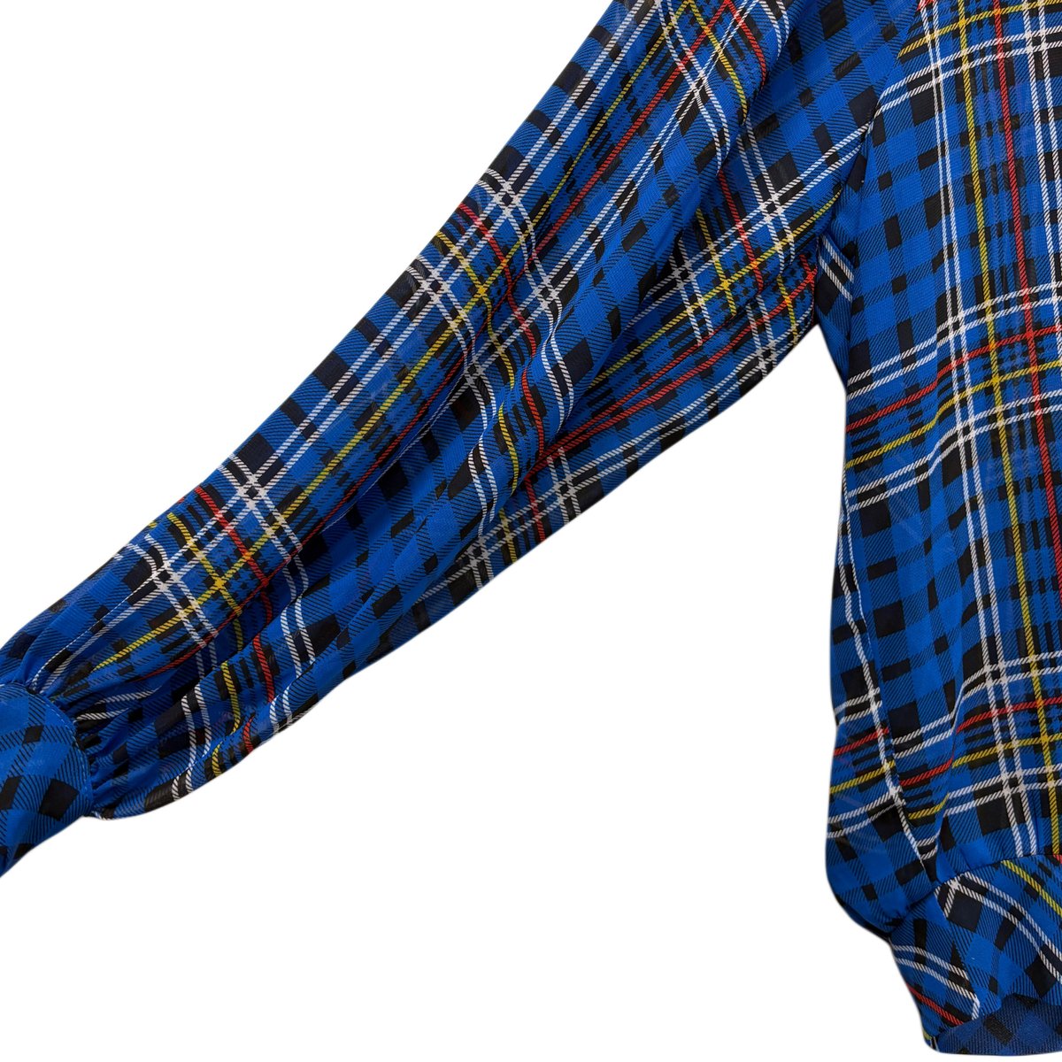 NY&C Blue Tartan Plaid Long Sleeve Blouse