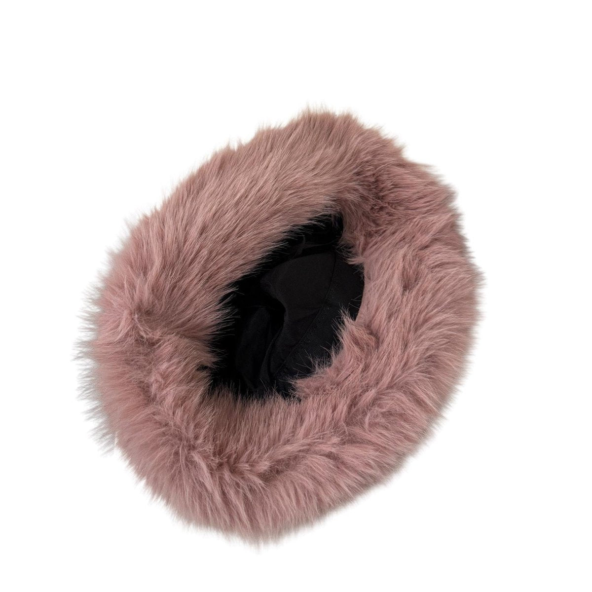 Faux Fur Fluffy Bucket Hat Dusty Rose One Size