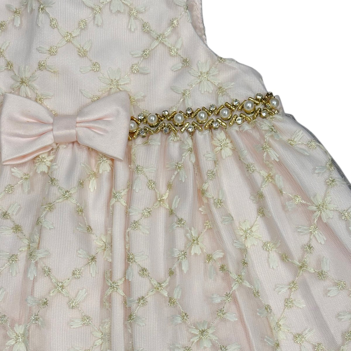 Couture Princess Embroidered Tulle Baby Dress Blush Pink
