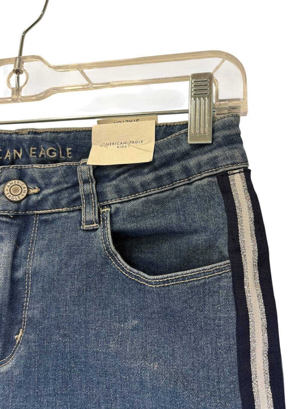 American Eagle Kids Skinny Jeans Medium Blue Side Stripe