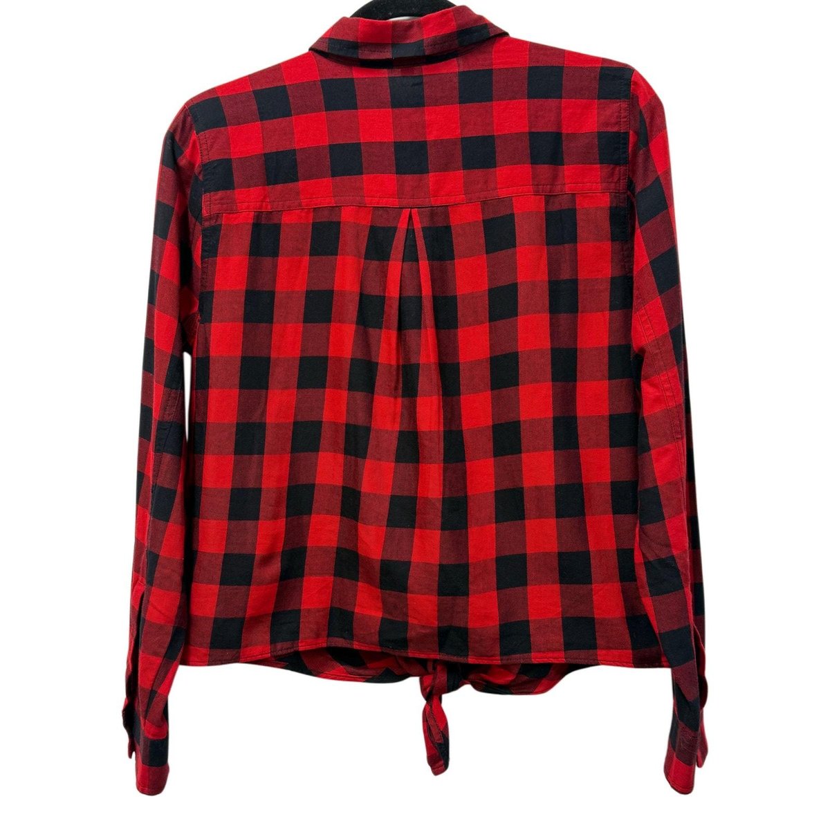 Madewell Buffalo Check Tie-Front Flannel Shirt Red