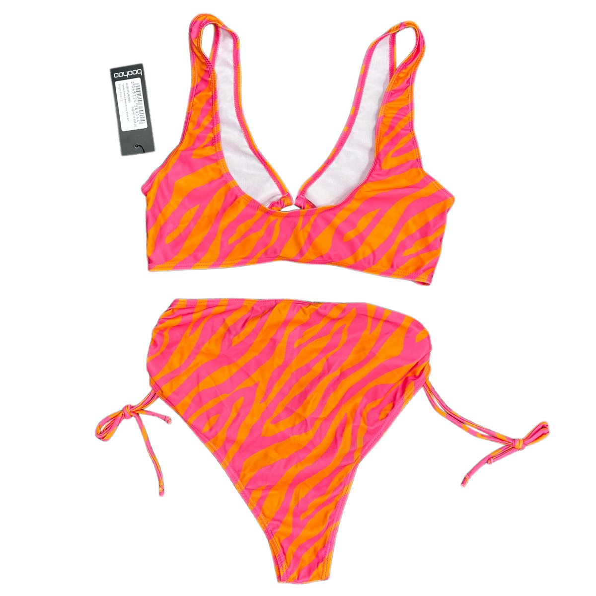 Boohoo Tummy Control Zebra O-Ring Bikini Set Pink