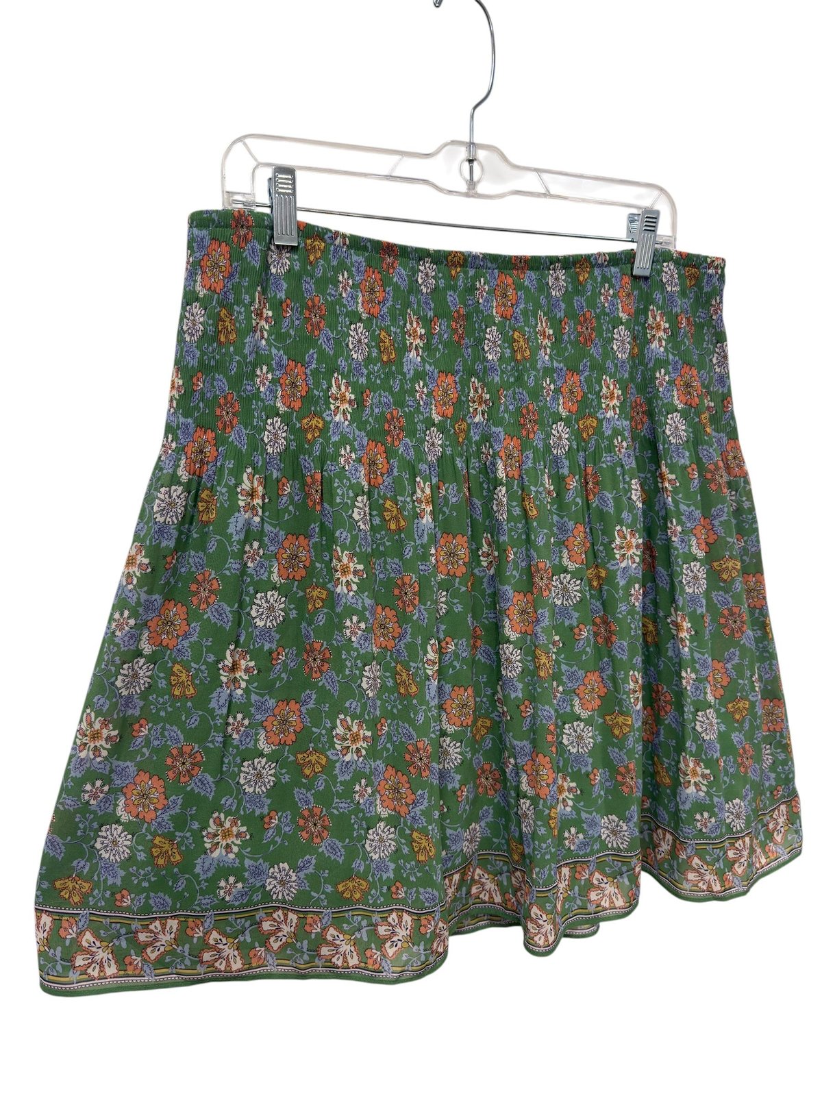 Max Studio Green Floral Print Mini Skirt XL