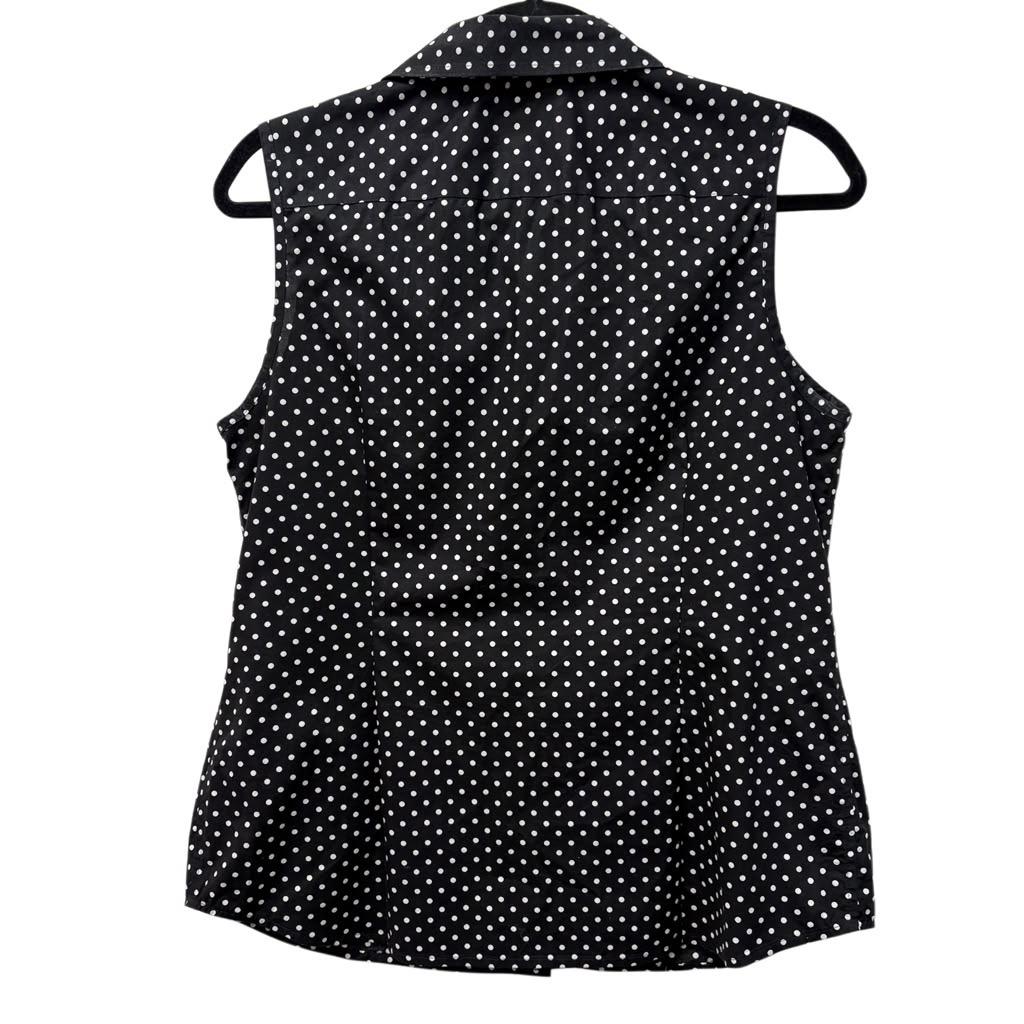 Jones New York Polka Dot Sleeveless Button-Down Blouse