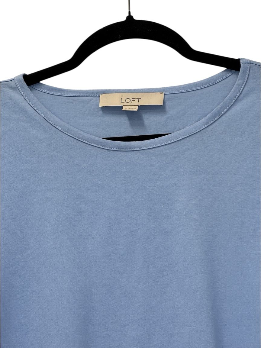 LOFT Flutter Sleeve Peplum Top Light Blue